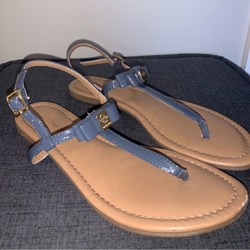 Blue & Tan BCBG Gladiator Strap Flat Sandals